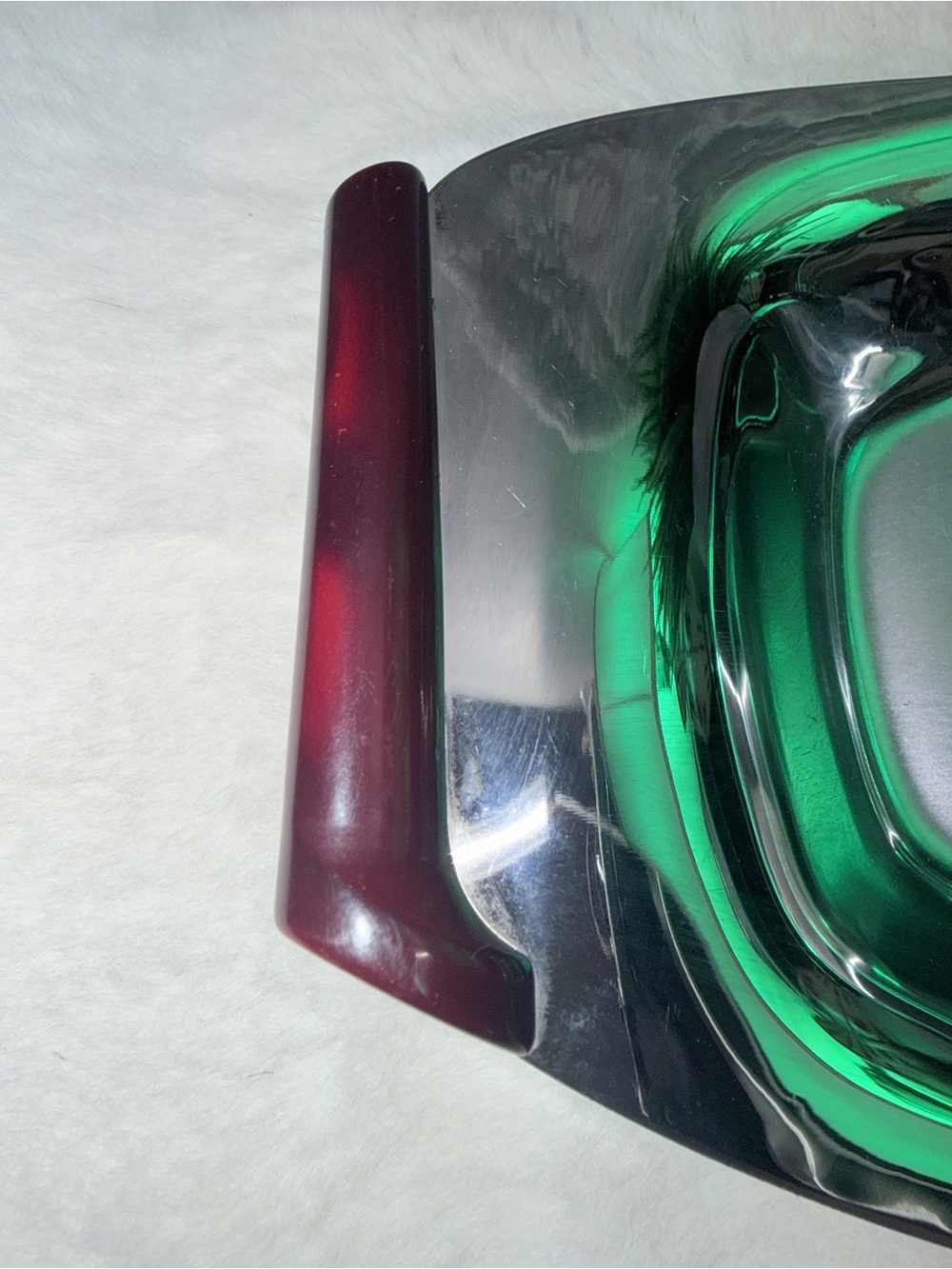 Vintage Stainless Steel Serving Tray w/ Unique Cherry Red Bakelite Handles 💝 - Picture 3 of 6